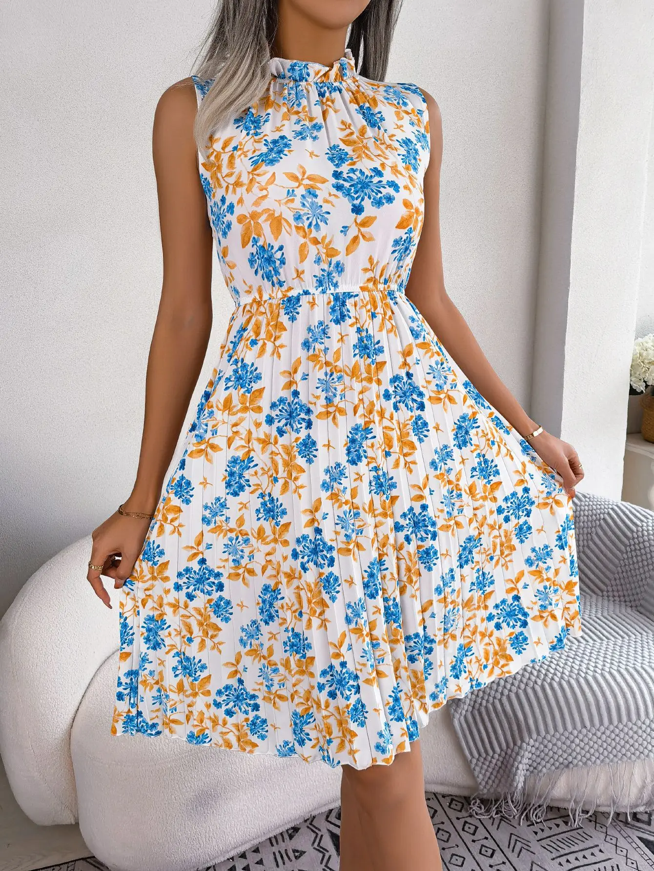 Floral Fantasy Pleated Sundress - Image 3